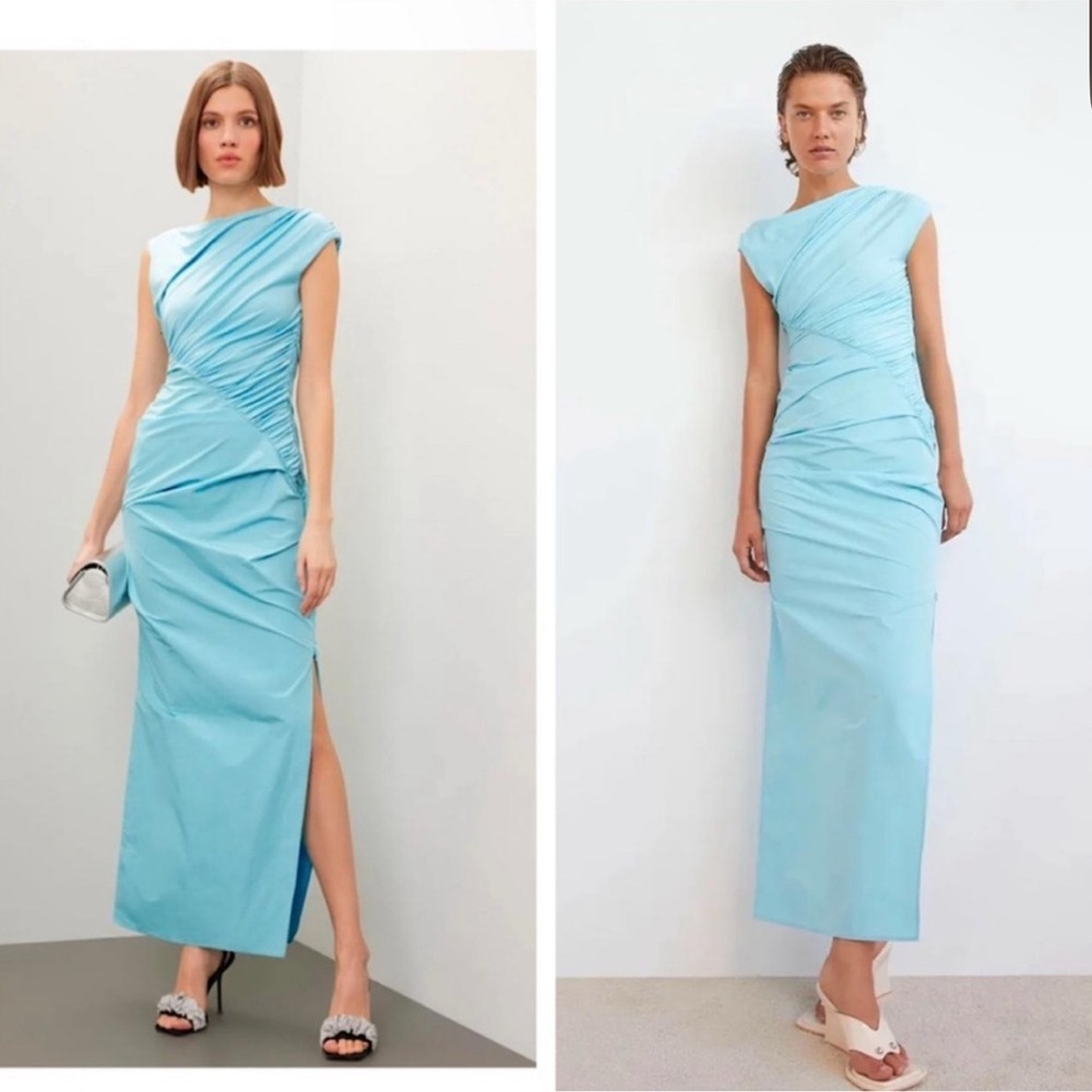 Paris Georgia  Blue Draped Women's Dress